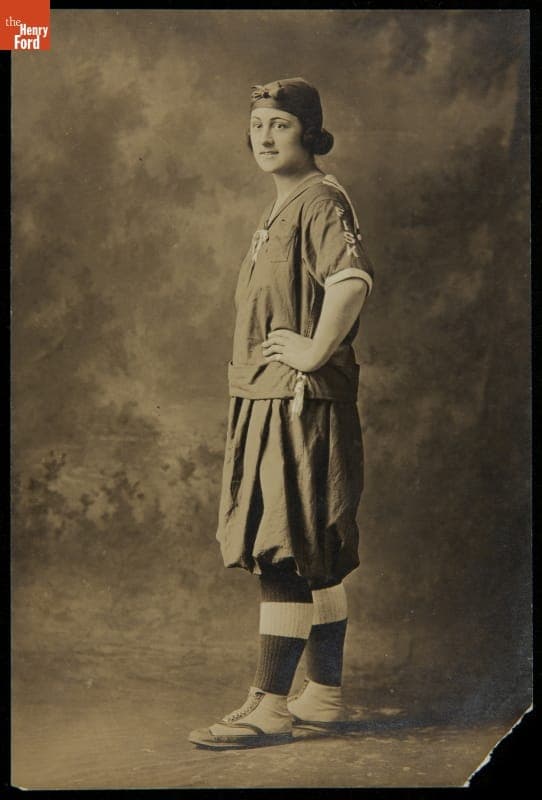 Woman Posing in Gym Suit, circa 1905