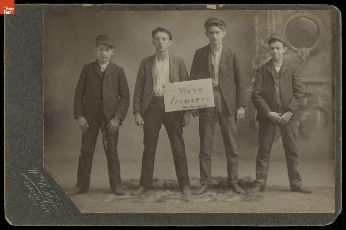 Group of Printer's Apprentices, circa 1895