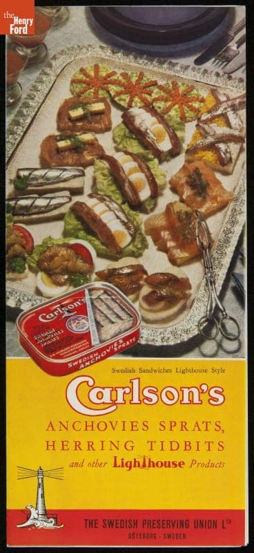 Advertising Brochure, "Carlson's Anchovies Sprats, Herring Tidbits and other Lighthouse Products," 1951