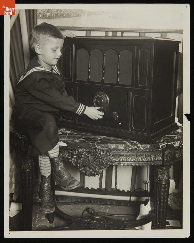 Boy with Magnavox Radio, circa 1920