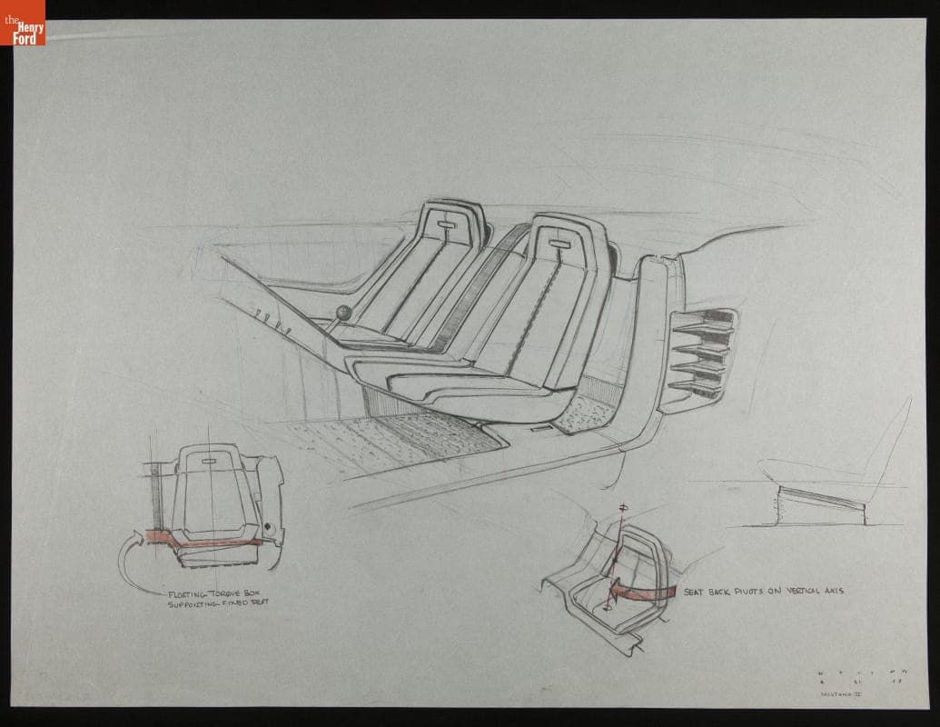 John Najjar Sketch for 1963 Ford Mustang II Concept Car