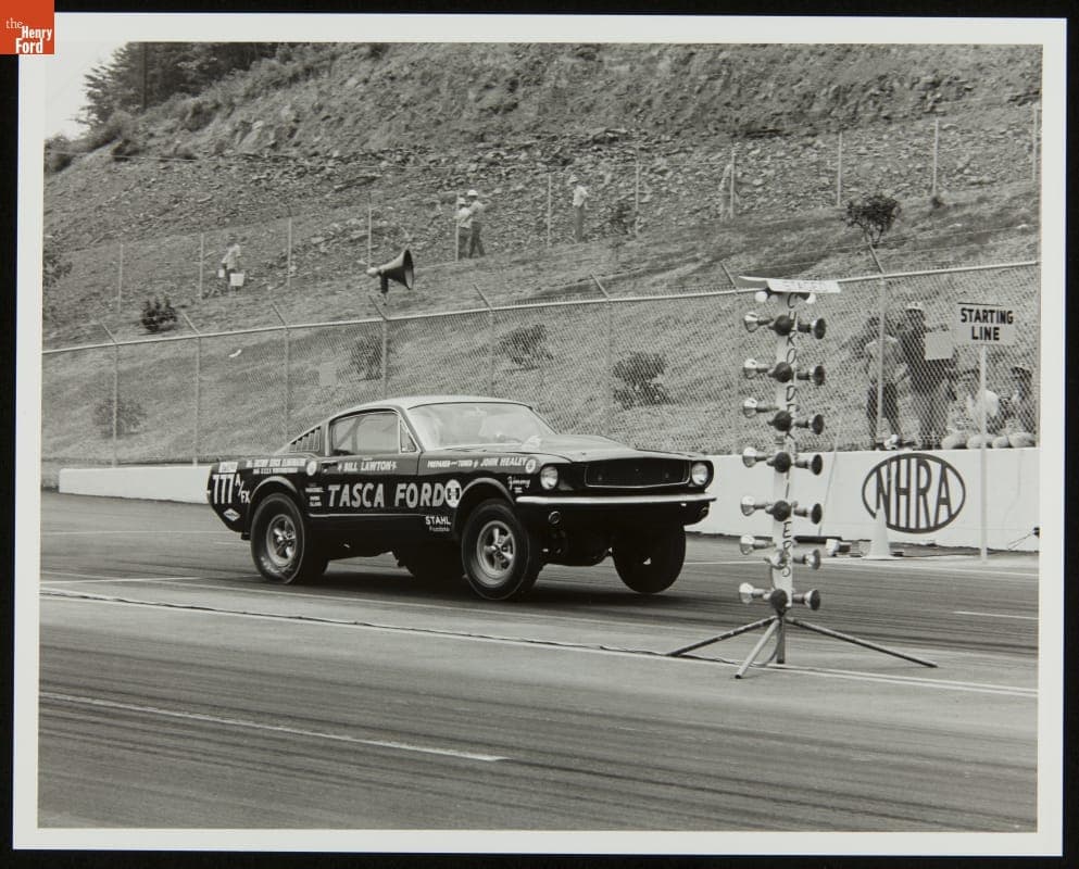 Ford Mustang Driven by Bill Lawton at NHRA Spring Nationals at Bristol Dragway, June 1965
