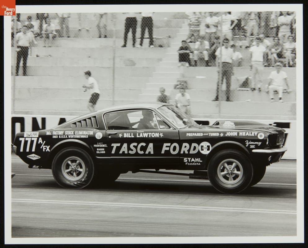 Ford Mustang Driven by Bill Lawton at NHRA Spring Nationals at Bristol Dragway, June 1965