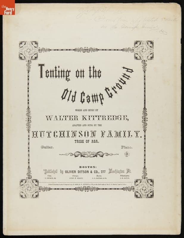 Music Sheet, "Tenting on the Old Camp Ground," 1864