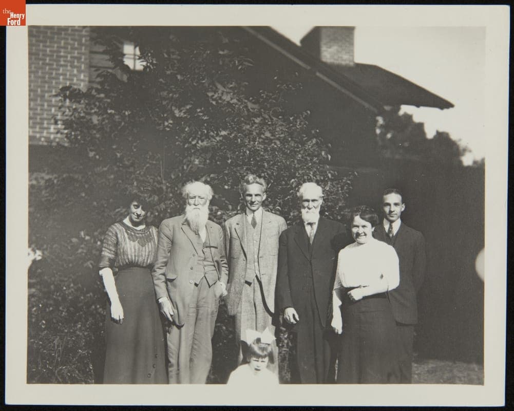 Clara Barrus, John Burroughs, Henry Ford, Eden Burroughs, Clara Ford and Edsel Ford, 1913