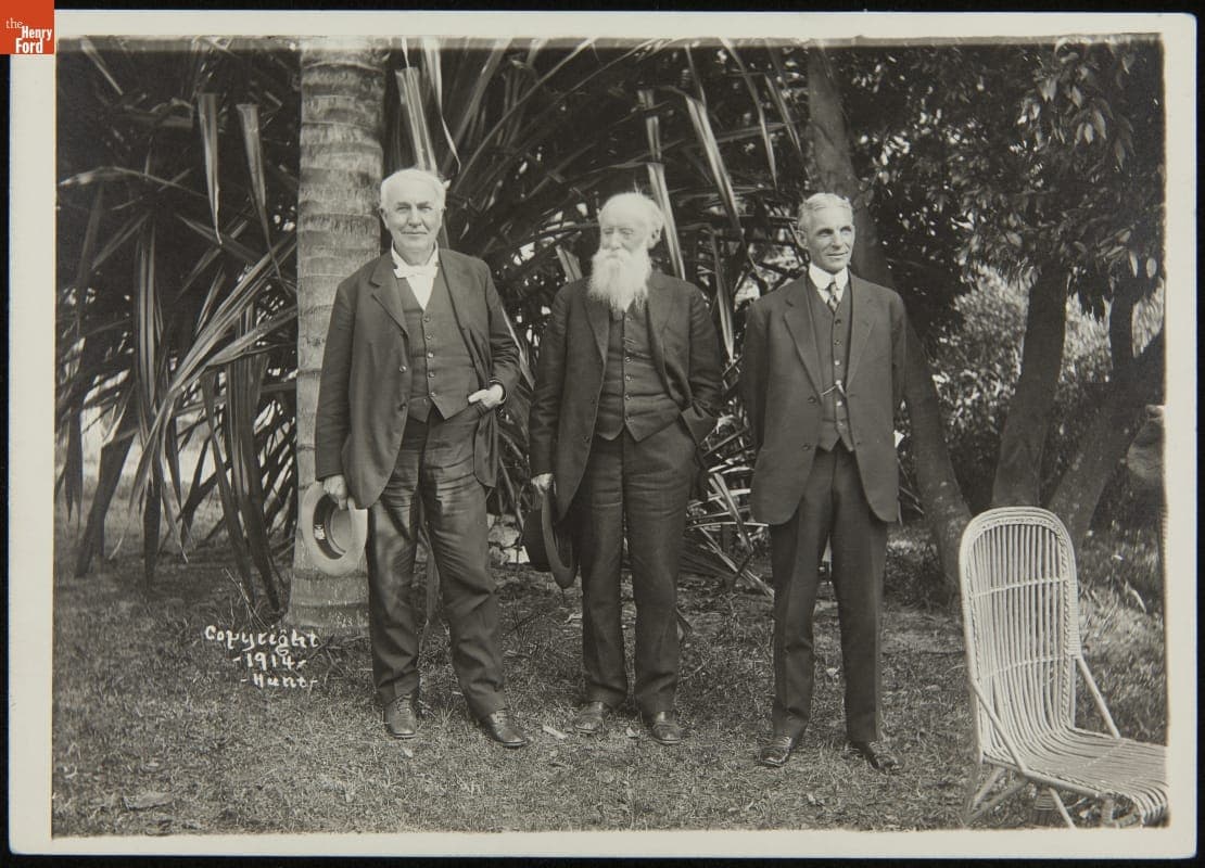 Thomas Edison, John Burroughs and Henry Ford in Fort Myers, Florida, 1914