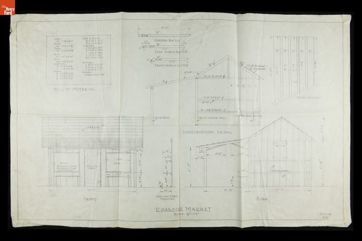 Building Plans for a Roadside Market, for Selling Produce Grown by Greenfield Village School Students, 1930