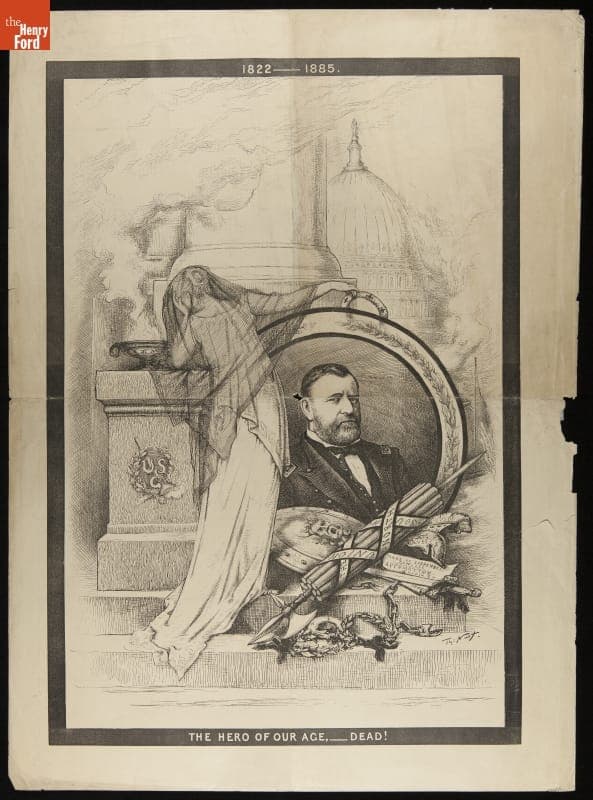 Line Engraving from a Thomas Nast Drawing, "Hero of Our Age, -Dead!," 1885