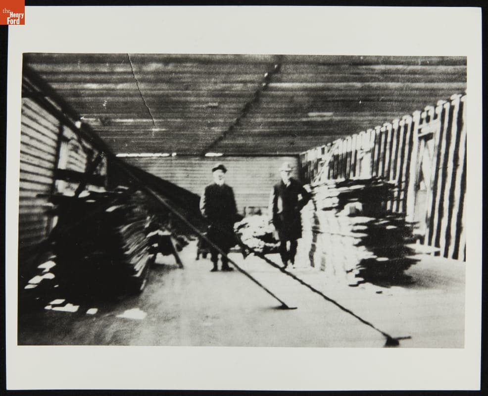 William and Albert Carman inside Thomas Edison's Menlo Park Laboratory, Menlo Park, New Jersey, 1913