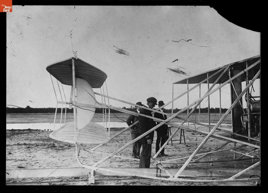 Wilbur Wright Preparing the Wright Flyer for a Demonstration Flight, France, 1908-1909