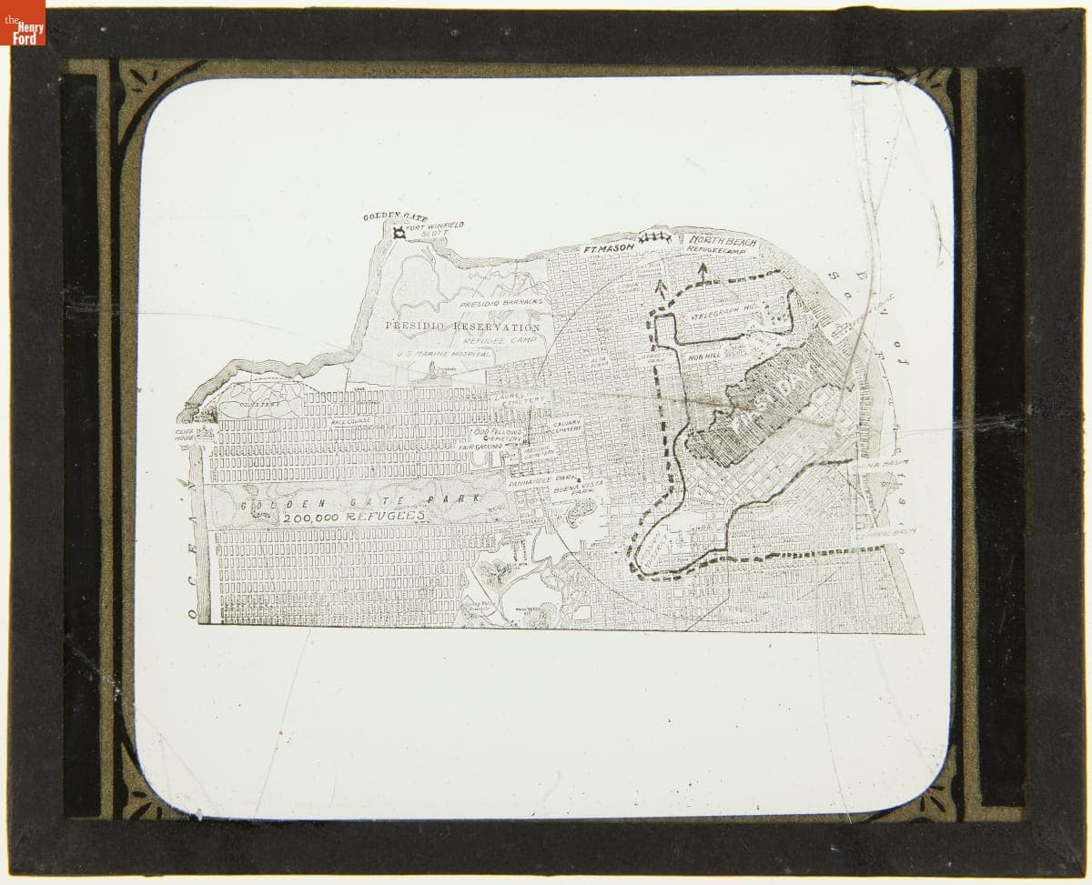 Lantern Slide, Fire Map of San Francisco, California, 1906