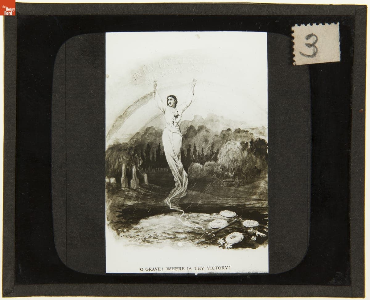 Lantern Slide, "O Grave! Where is Thy Victory?" Cartoon, 1895