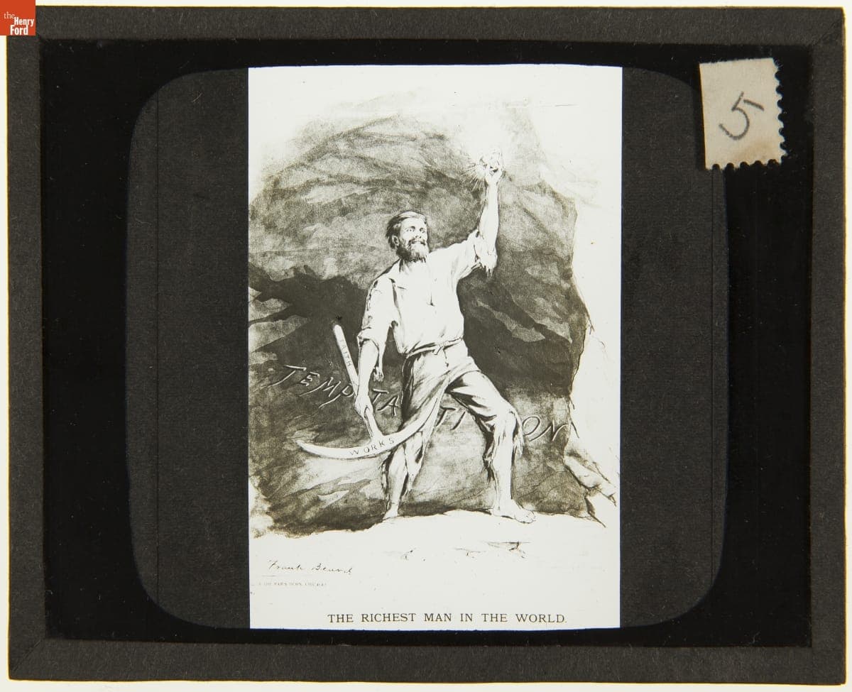 Lantern Slide, "The Richest Man in the World" Cartoon, 1895