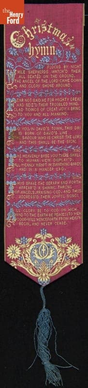Stevengraph Bookmark, "Christmas Hymn," 1860-1890