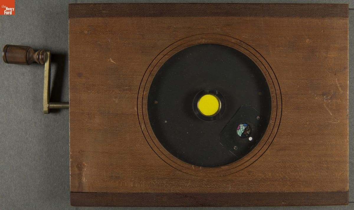 Mechanical Lantern Slide, Orbit of the Earth and its Moon, 1860-1900