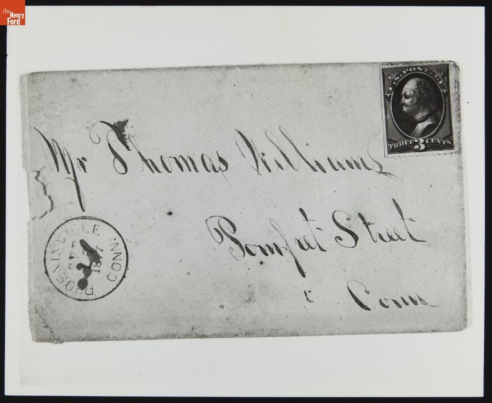 Envelope Postmarked at the Phoenixville, Connecticut Post Office, September 1877(?)