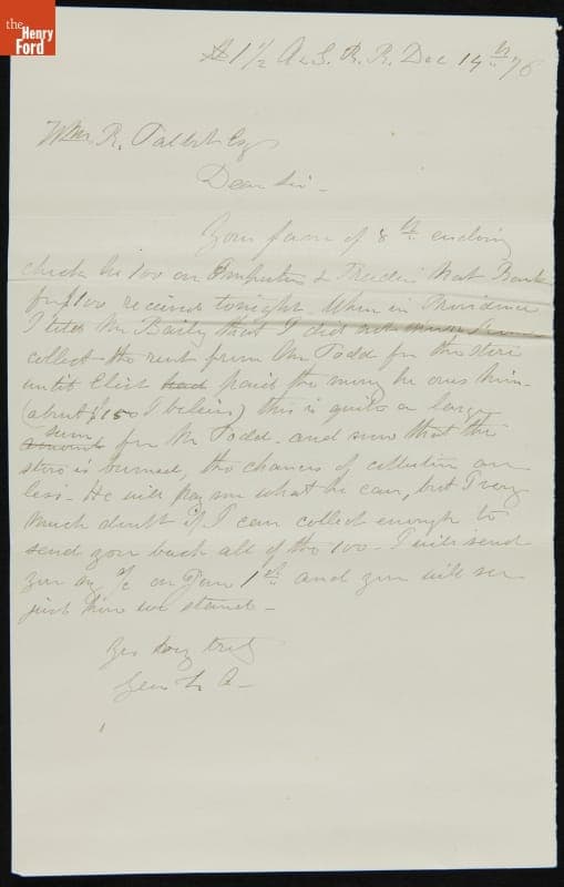 Letter from George Appleton to William Talbot, December 14, 1876