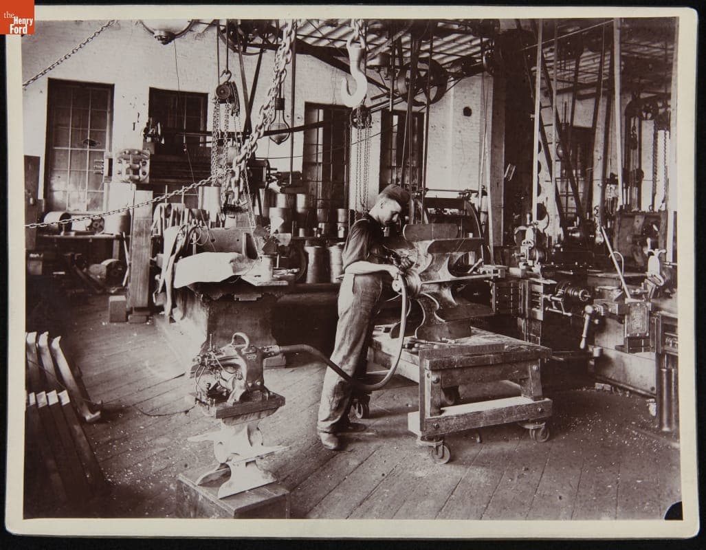 Wood's System Dynamo Casting Being Cleaned at the Fort Wayne Electrical Corporation, circa 1894