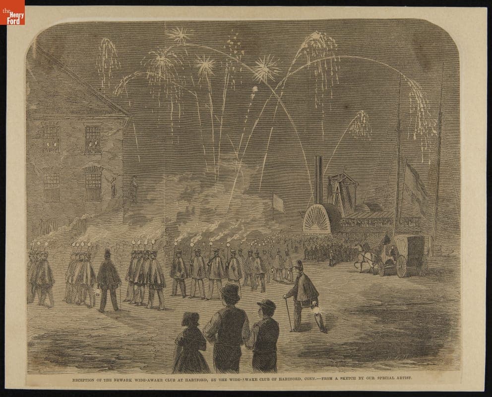 "Reception of the Newark Wide-Awake Club at Hartford," 1860