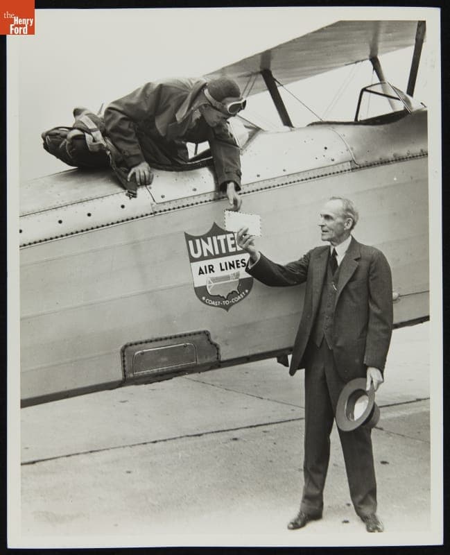 Captain Jack Knight and Henry Ford Commemorating Early Air Mail Flights during National Air Mail Week, May 18, 1938