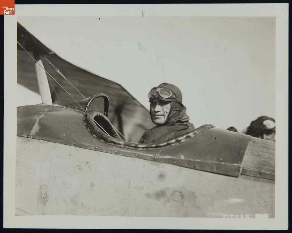 Air Mail Route Mapper Major Smith in Airplane, 1919
