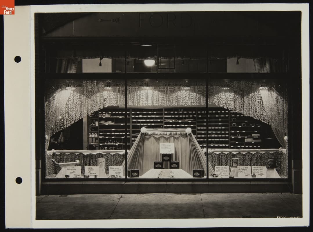 Show Window Display, Robert W. Ford Sales & Service, November 1933