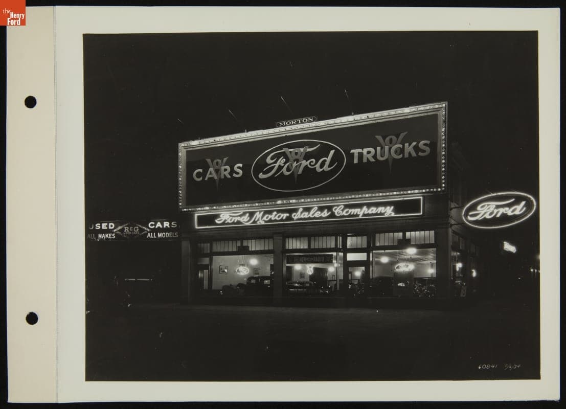 Night View of Ford Motor Sales Company Showroom, November 1934