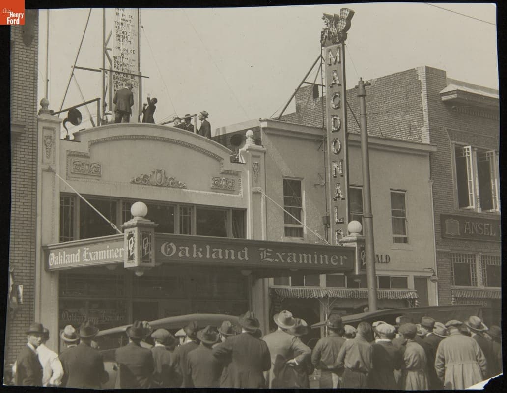 Crowd Listening to a Baseball Game Broadcast, Oakland, California, 1922-1923
