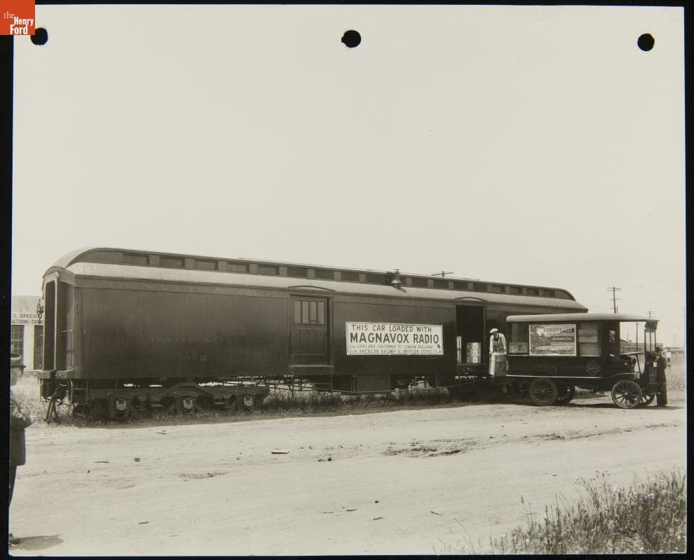 Railroad Car with a Magnavox Radio Shipment, Oakland, California, 1922
