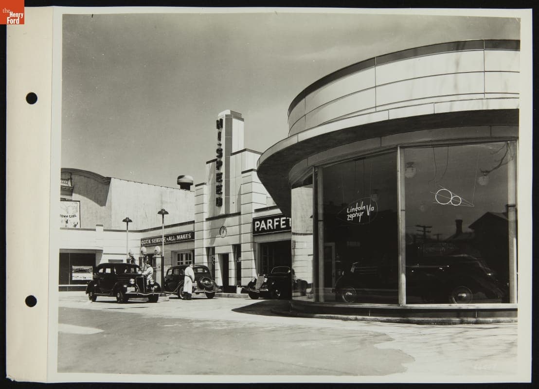 Automobiles Being Serviced at Parfet Super Service Station, Port Huron, Michigan, 1936