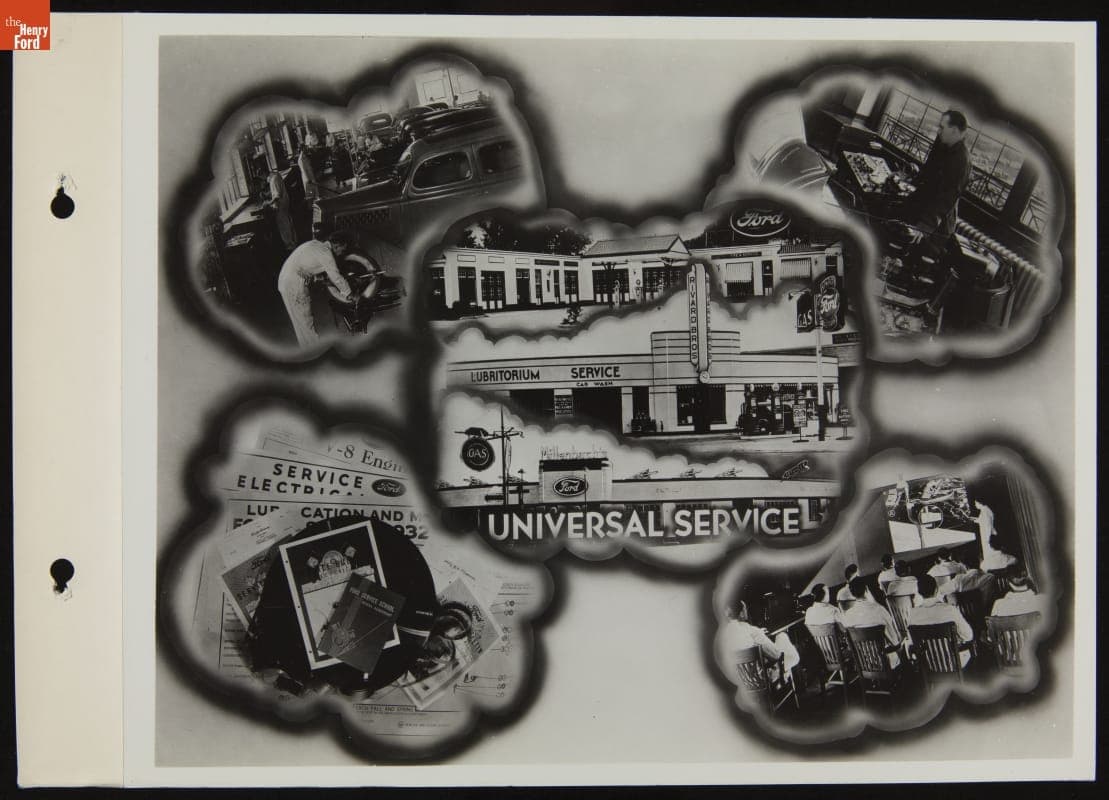 Photomontage of Ford Service Stations and Service Training, September 1937