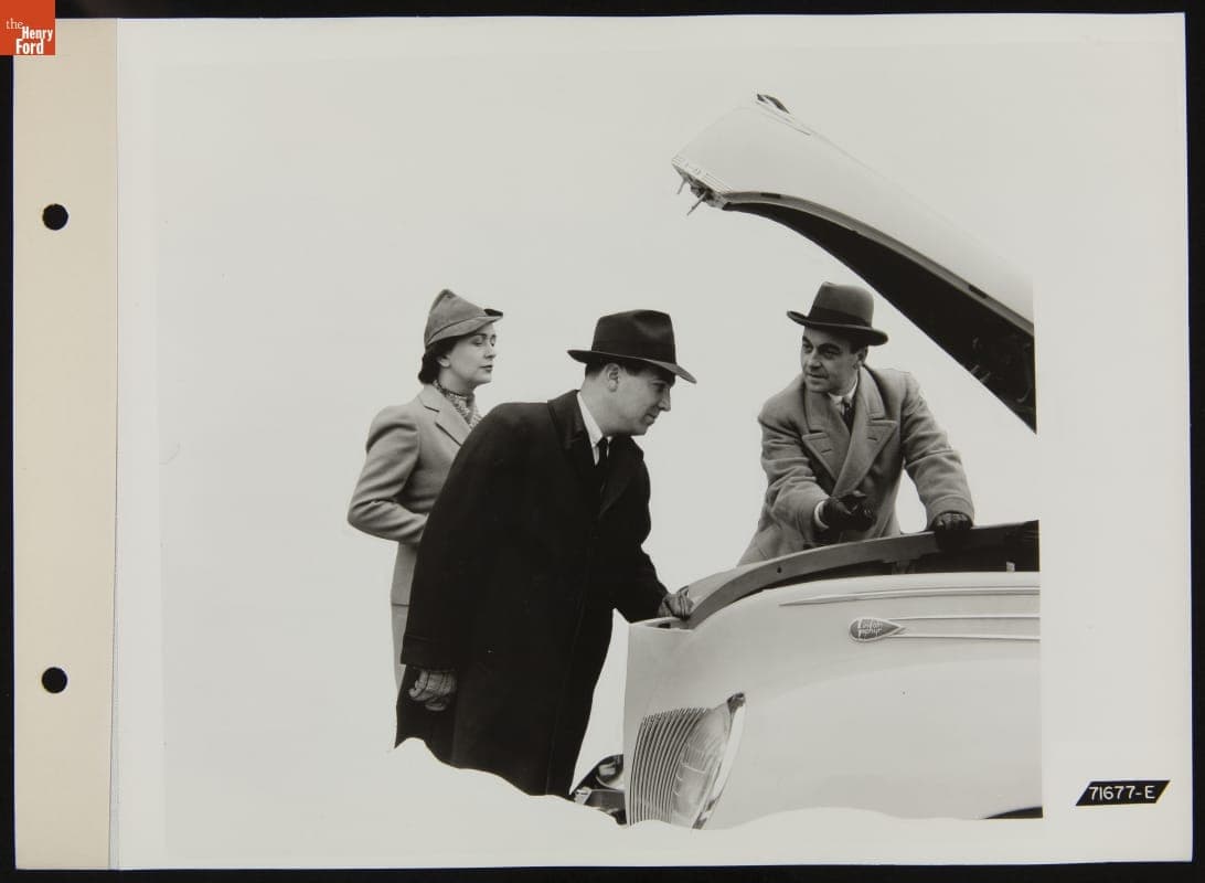Salesman and Customers, Illustration in Ford Publication "Selling the Lincoln Zephyr V-12," April 1939