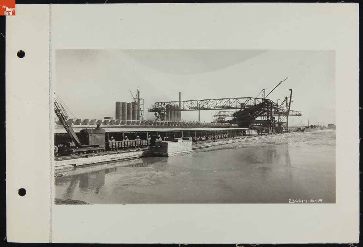 Unloading Cranes at Dock by the Ford Rouge Plant Blast Furnace, January 1919