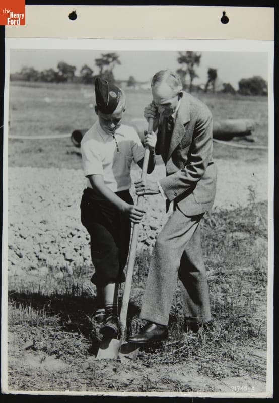 Henry Ford and Donald Addy Break Ground for Veterans Hospital, Allen Park, Michigan, July 27, 1937