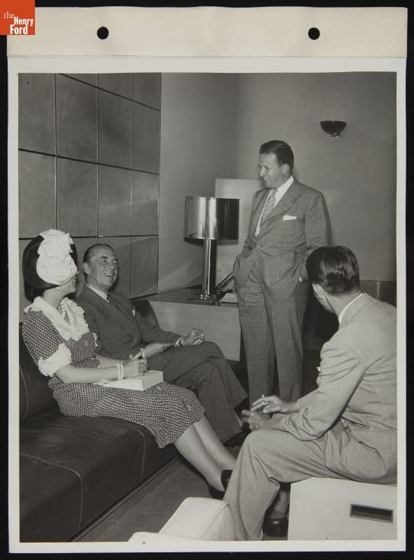Henry Ford II with Count and Countess Bernadotte of Sweden as They Visit Dearborn, Michigan, June 1946