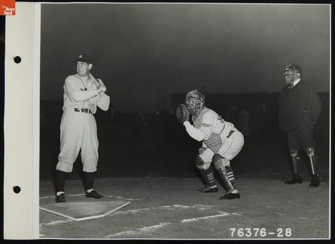 Mickey Cochrane Batting in Ford-Sponsored Baseball Game, 1941