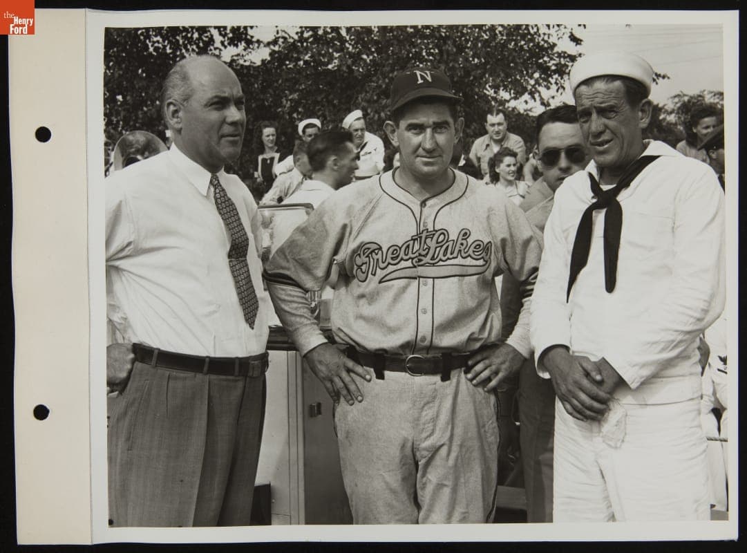 Mickey Cochrane with Others at the Ford All-Stars versus Great Lakes Navy Baseball Game, July 1944