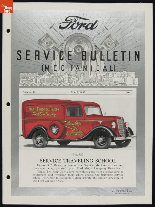 Ford Service Mechanical Bulletin, "Service Traveling School," Vol. 16, No.3, March 1935