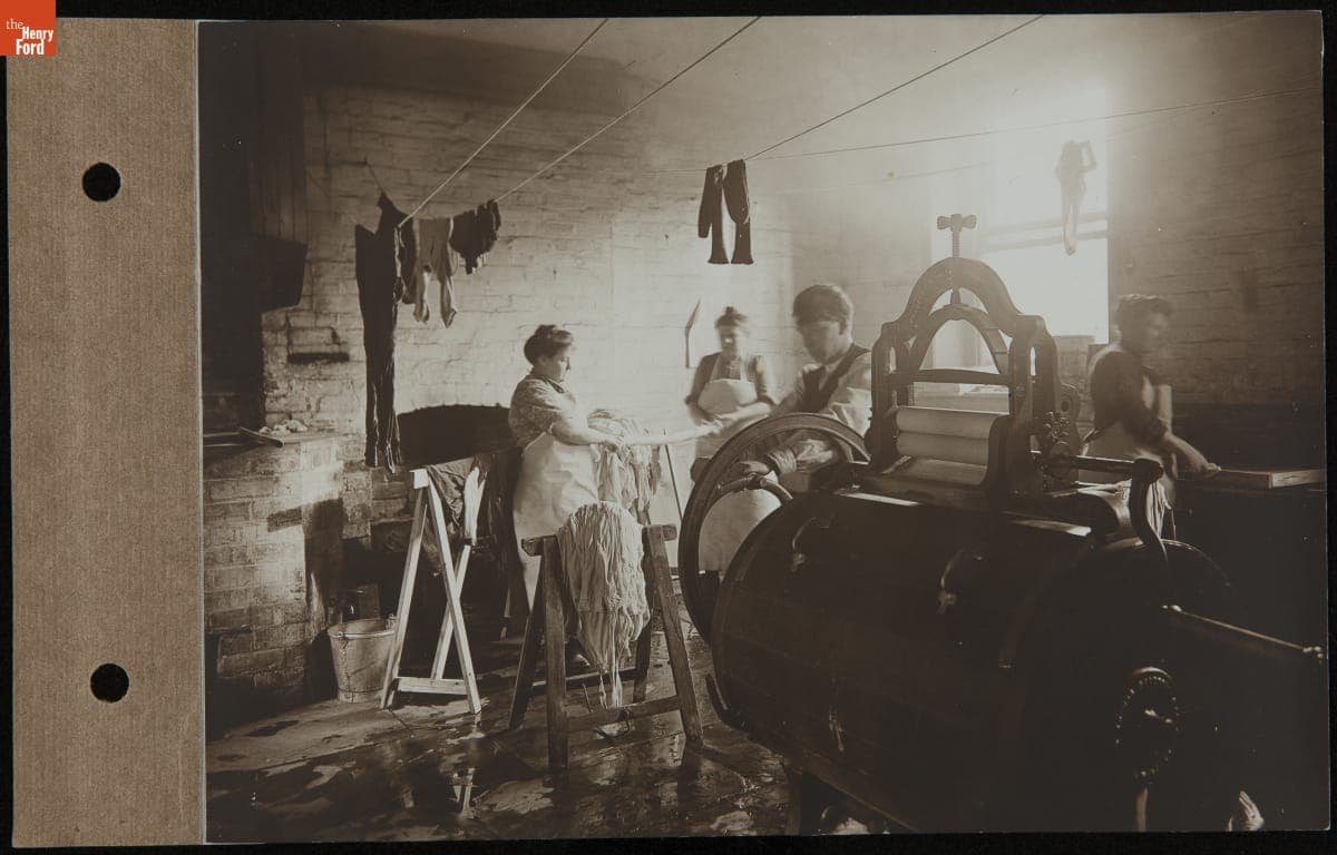 Belgian Refugees on Washing Day, Oughtrington Hall, circa 1915