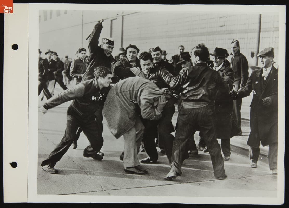 Picketers and Workers Fighting, Ford Rouge Plant, April 1941