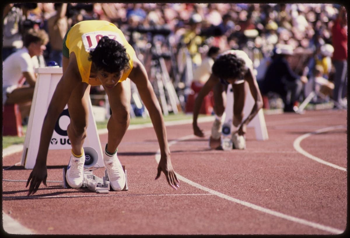 Runner on Starting Block at 1984 Olympic Trials, June 1984