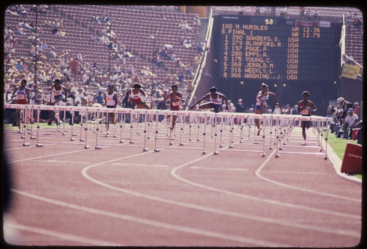 Hurdlers at 1984 Olympic Trials, June 1984