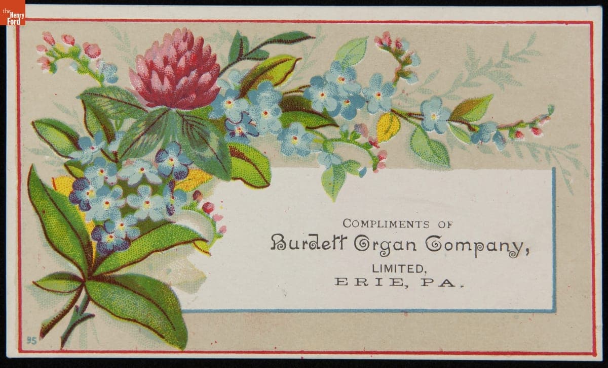 Trade Card for the Burdett Organ Company, 1880-1885