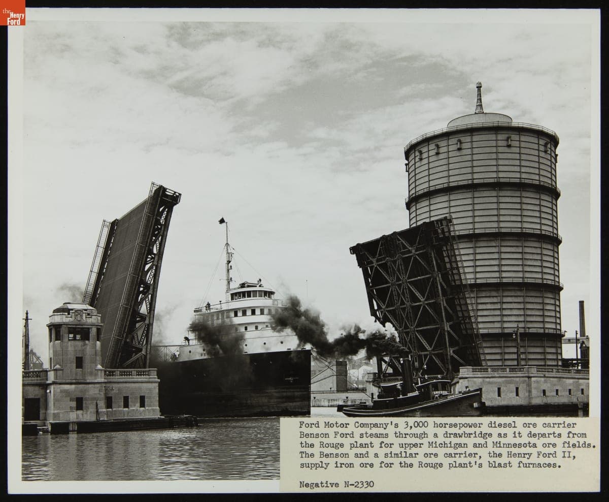 Ford Freighter "Benson Ford" Departing the Ford Rouge Plant, circa 1948
