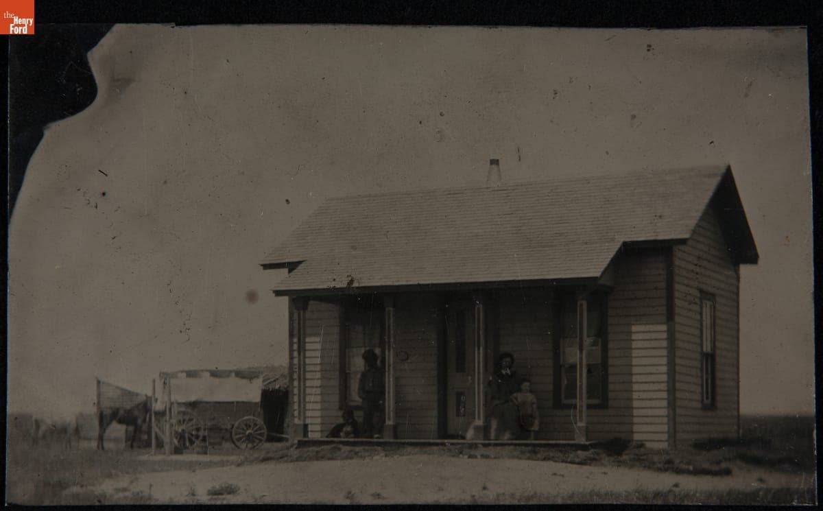 Small Wooden Frame House on a Prairie, circa 1885