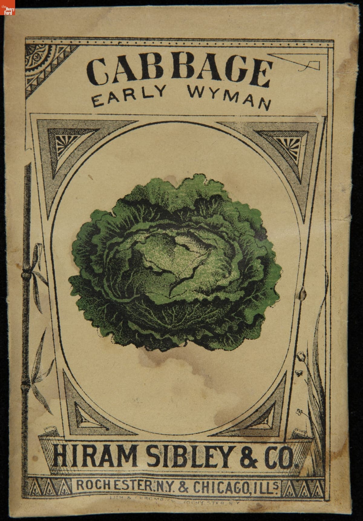Hiram Sibley & Co. "Cabbage Early Wyman" Seed Packet, Used in the C.W. Barnes Store, 1882-1888