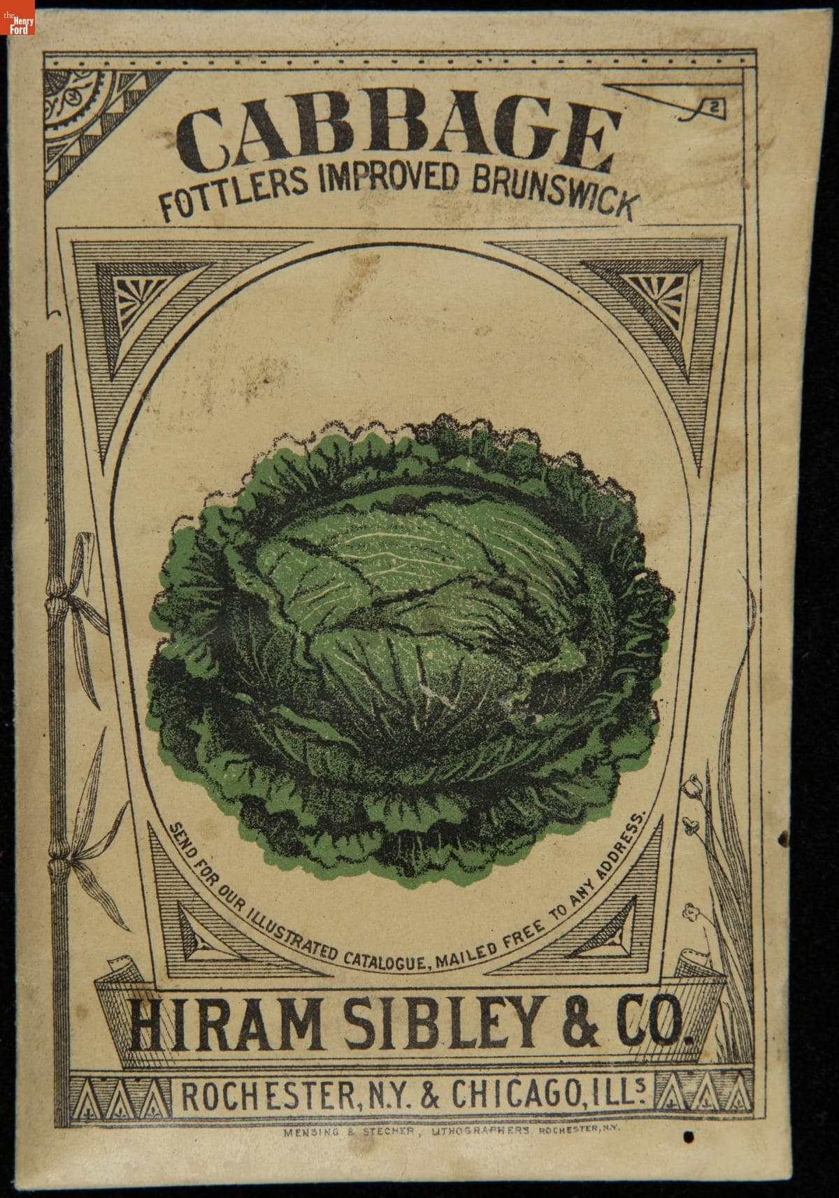Hiram Sibley & Co. "Cabbage Fottlers Improved Brunswick" Seed Packet, Used in the C.W. Barnes Store, 1882-1888