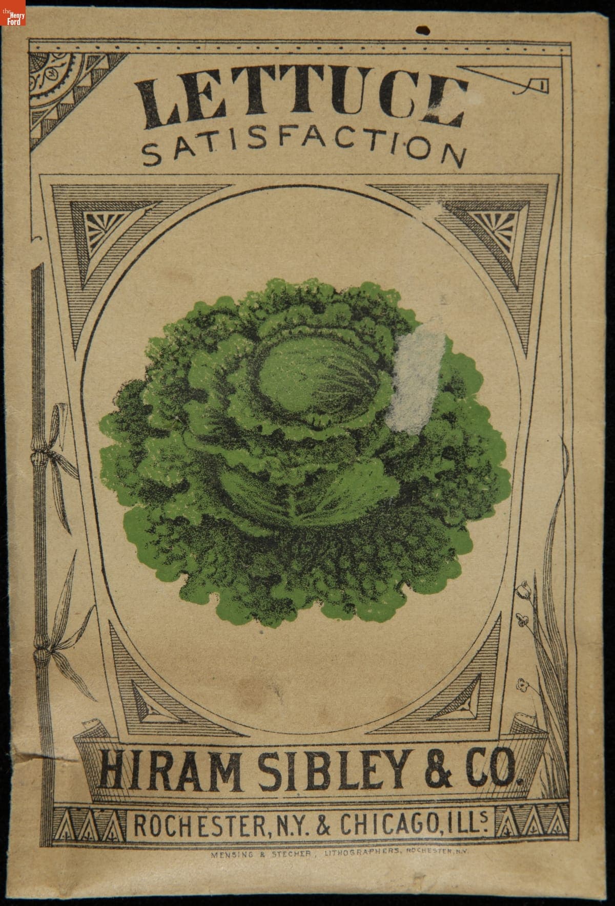Hiram Sibley & Co. "Lettuce Satisfaction" Seed Packet, Used in the C.W. Barnes Store, 1882-1888