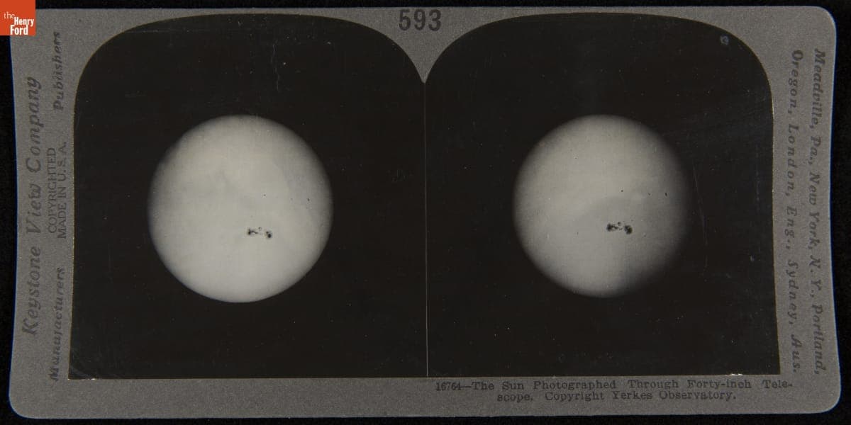 Stereograph, "The Sun Photographed through Forty-Inch Telescope," circa 1917