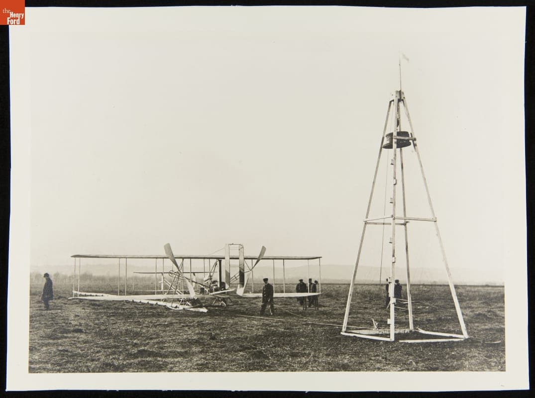 Preparing Wright Flyer for a Takeoff at Pau, France, 1909